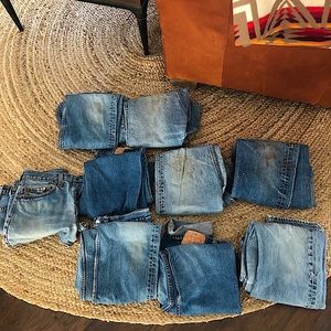 Vintage Levis Denim, 8 pants, 2 cutoff shorts